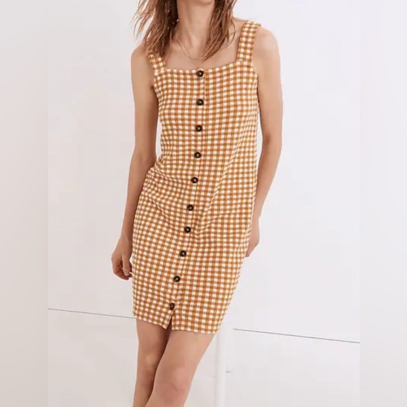 Madewell Jacquard Button-Front Mini Dress in Gingham Check - Picture 2 of 6